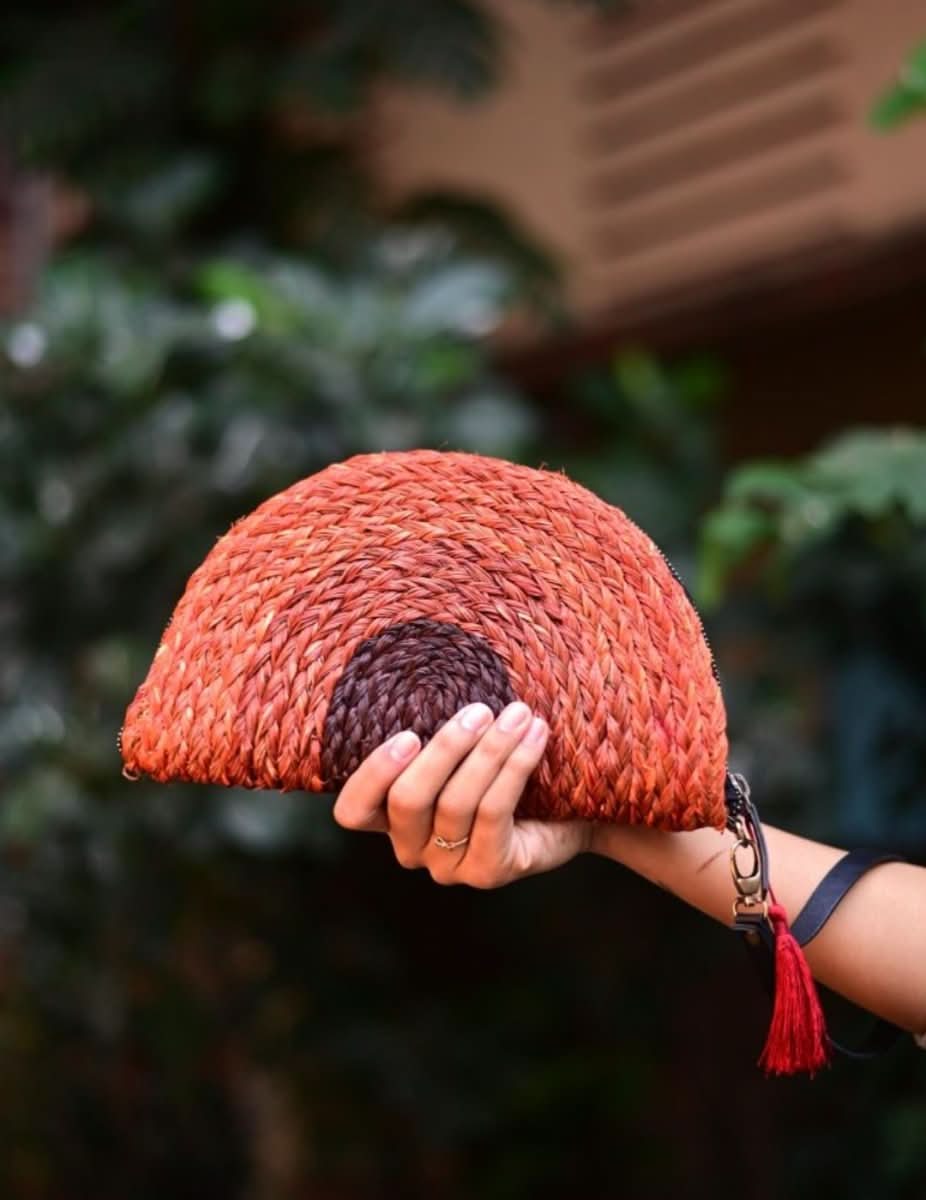 Handmade Moon Clutch - Orange - Kadam Haat