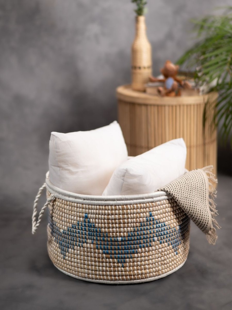 Handmade Moonj Grass Declutter Basket - Kadam Haat