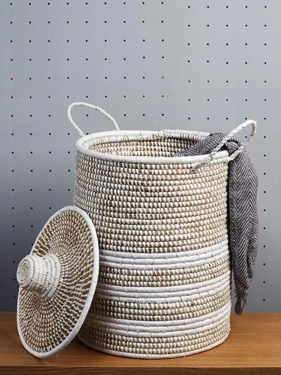 Handmade Moonj Grass Laundry Basket - Kadam Haat
