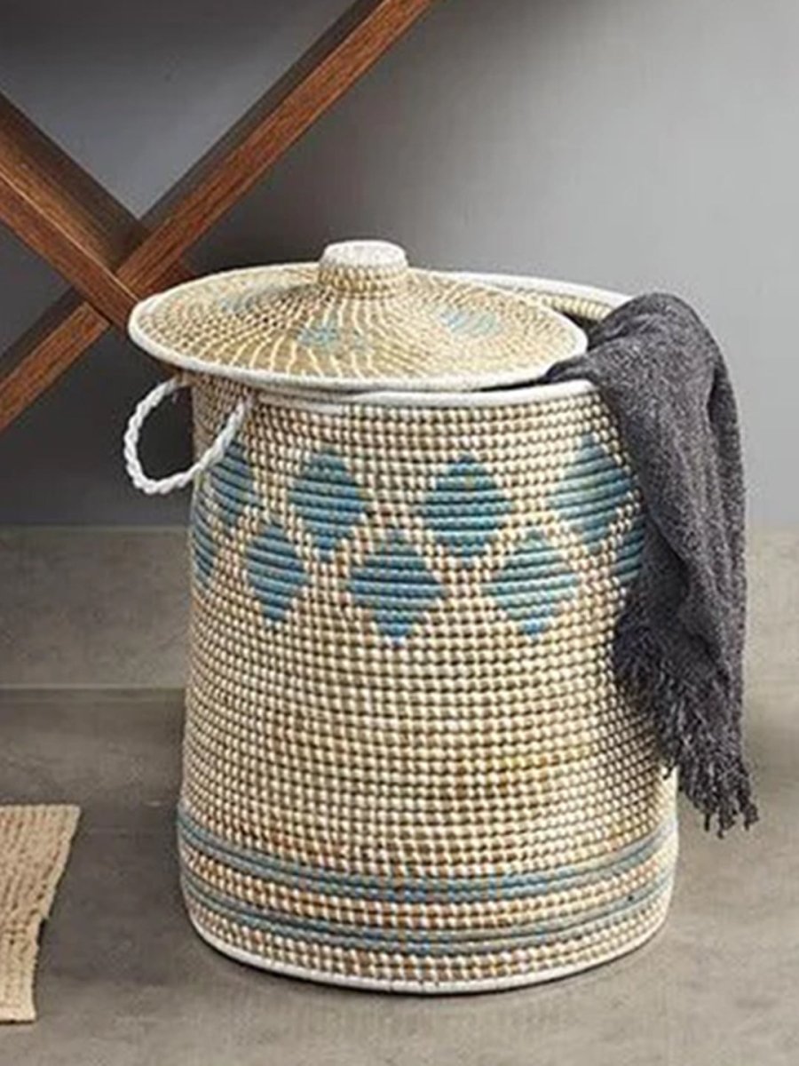 Handmade Moonj Grass Laundry Basket - Kadam Haat