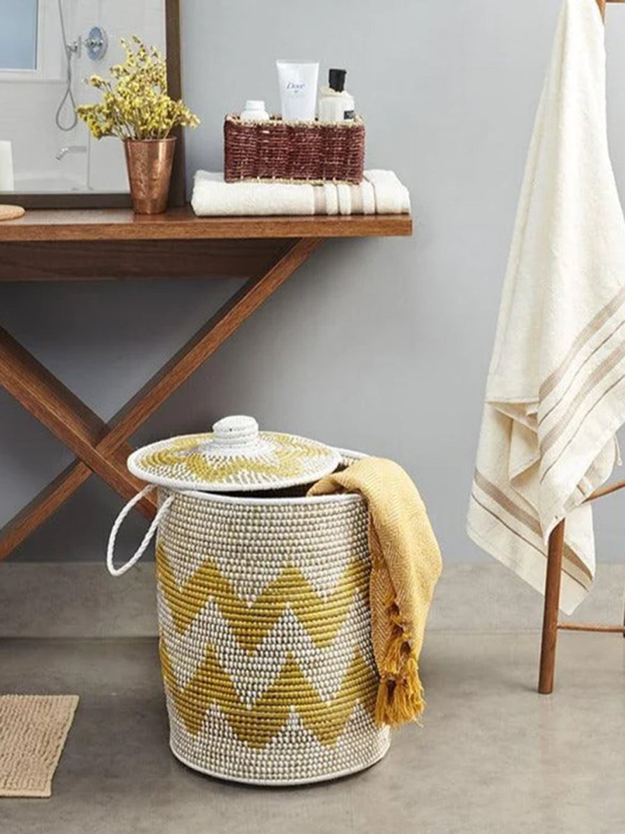 Handmade Moonj Grass Laundry Basket - Kadam Haat