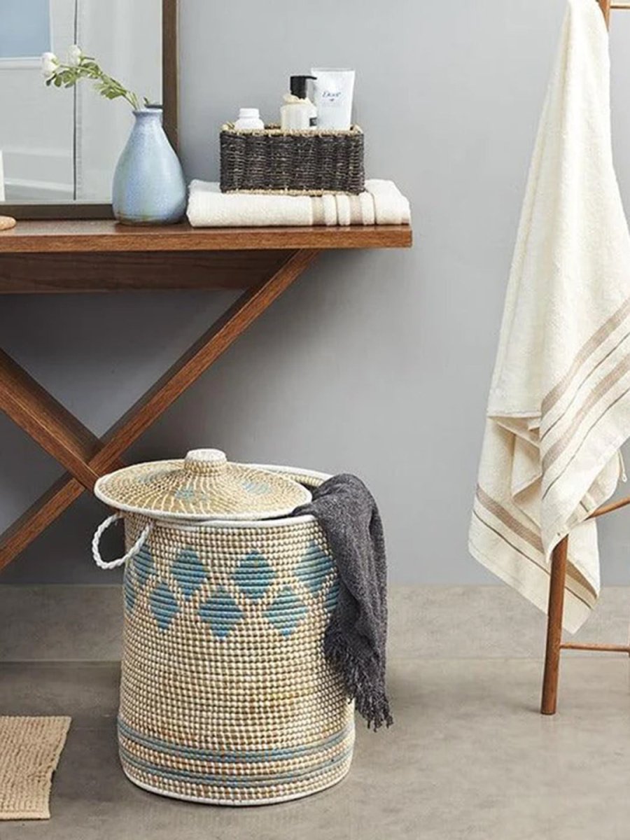 Handmade Moonj Grass Laundry Basket - Kadam Haat