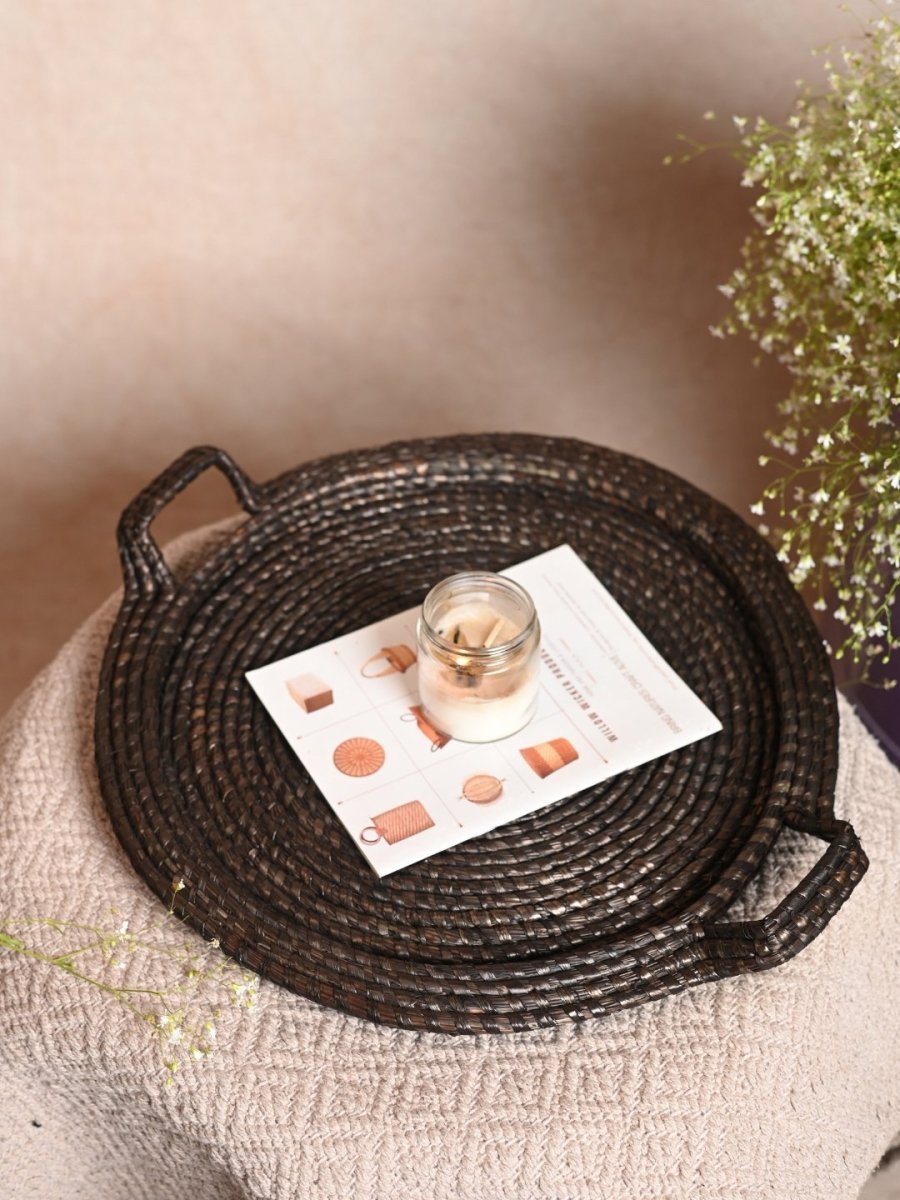 Handmade Moonj Round Centre Platter Tray - Kadam Haat