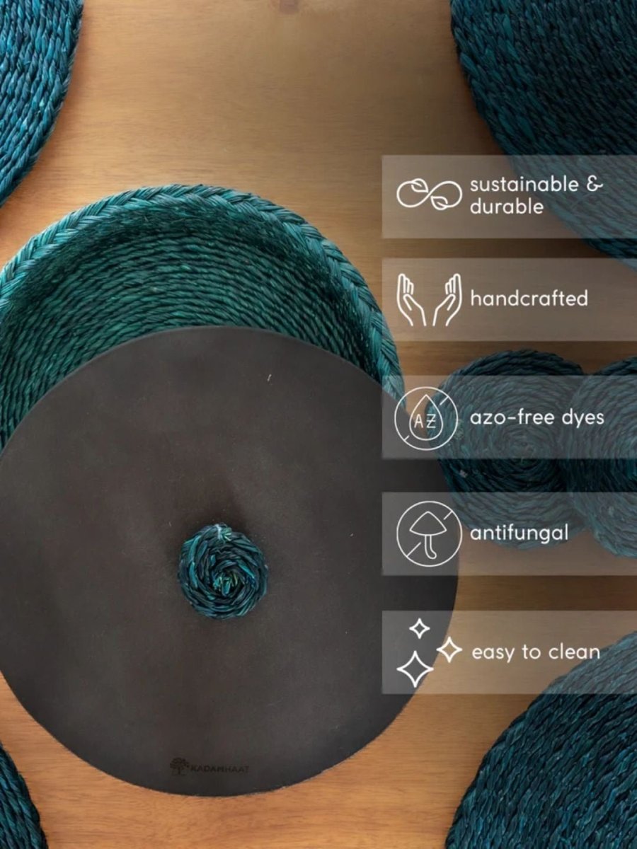 Handmade Moonj & Sabai Tableware Set - Kadam Haat