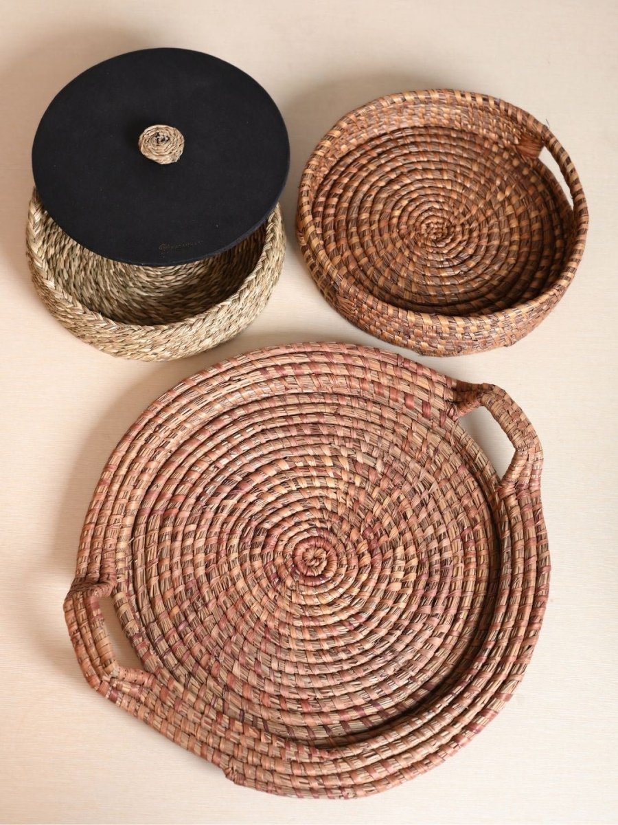 Handmade Moonj & Sabai Tableware Set - Kadam Haat