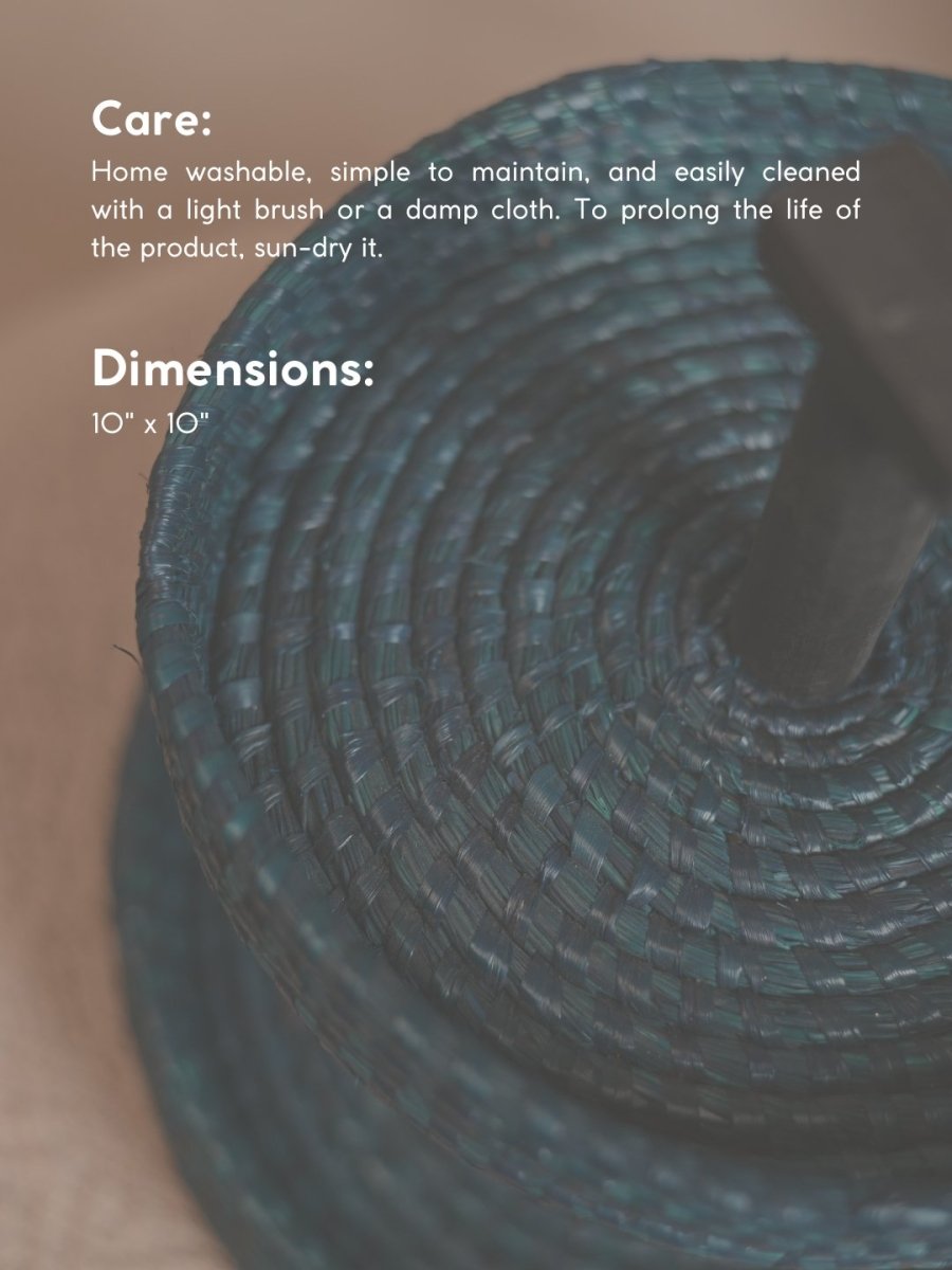 Handmade Moonj Two Tier Basket - Indigo - Kadam Haat