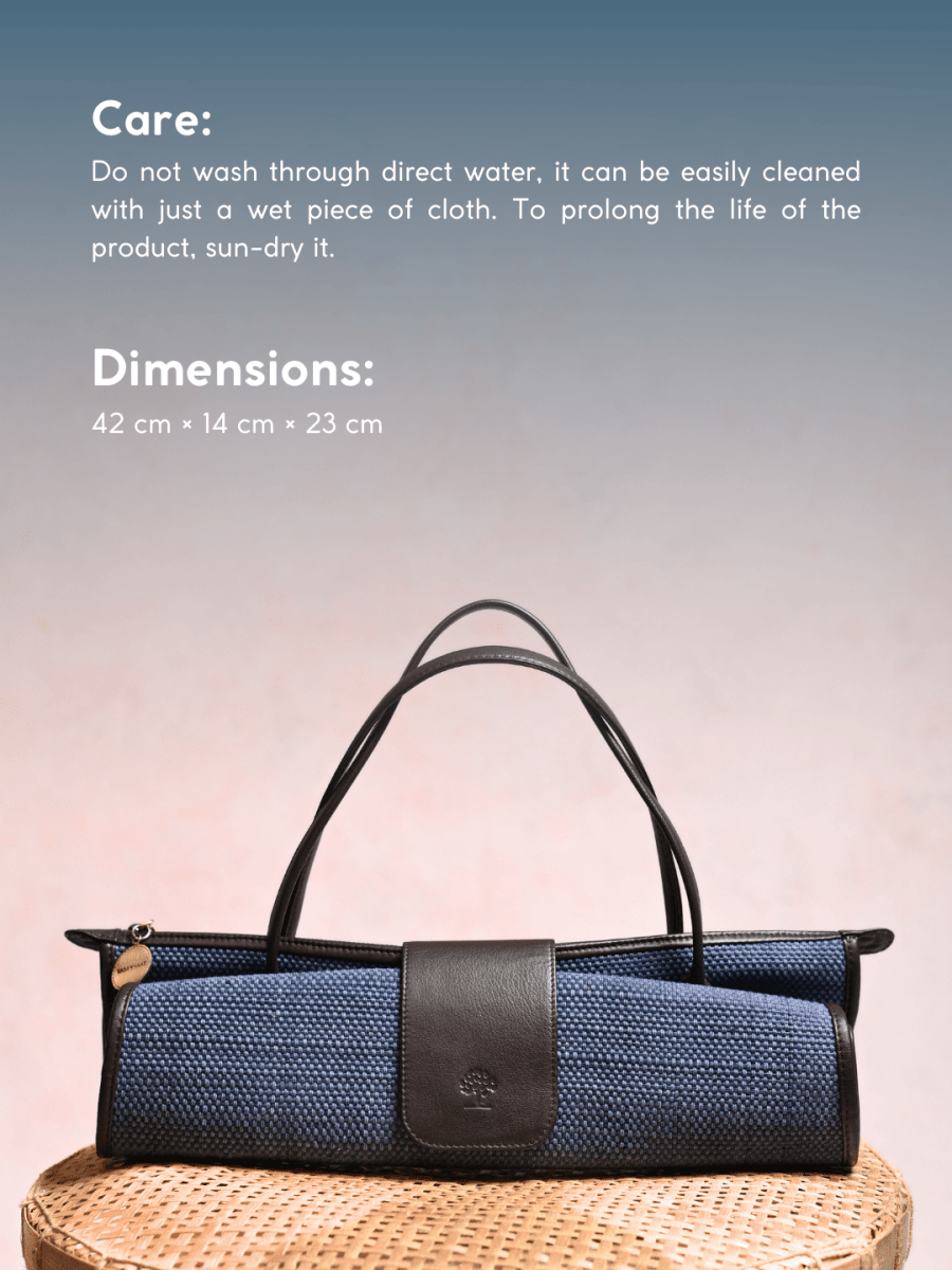 Handmade Roll - up Madurkathi Bag - Blue - Kadam Haat