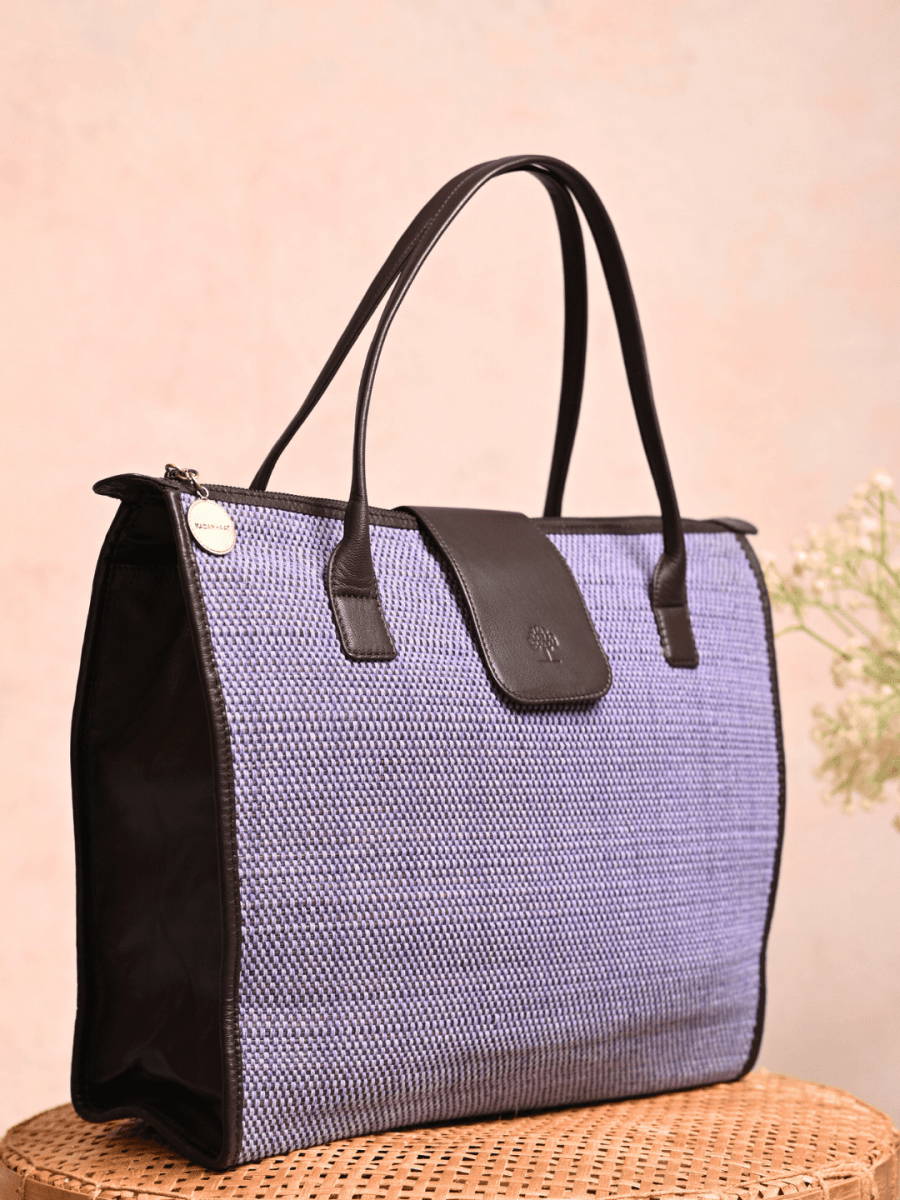 Handmade Roll - up Madurkathi Bag - Lavender - Kadam Haat