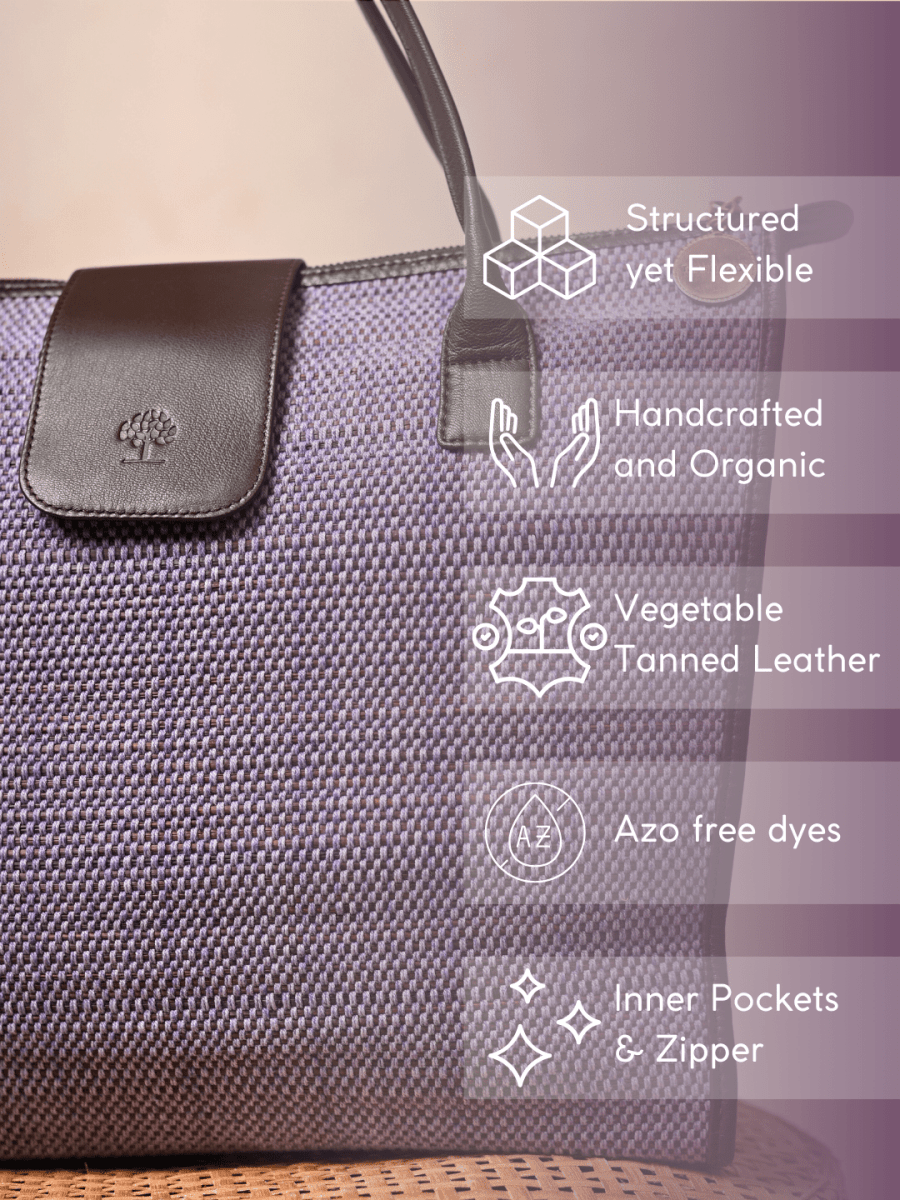 Handmade Roll - up Madurkathi Bag - Lavender - Kadam Haat