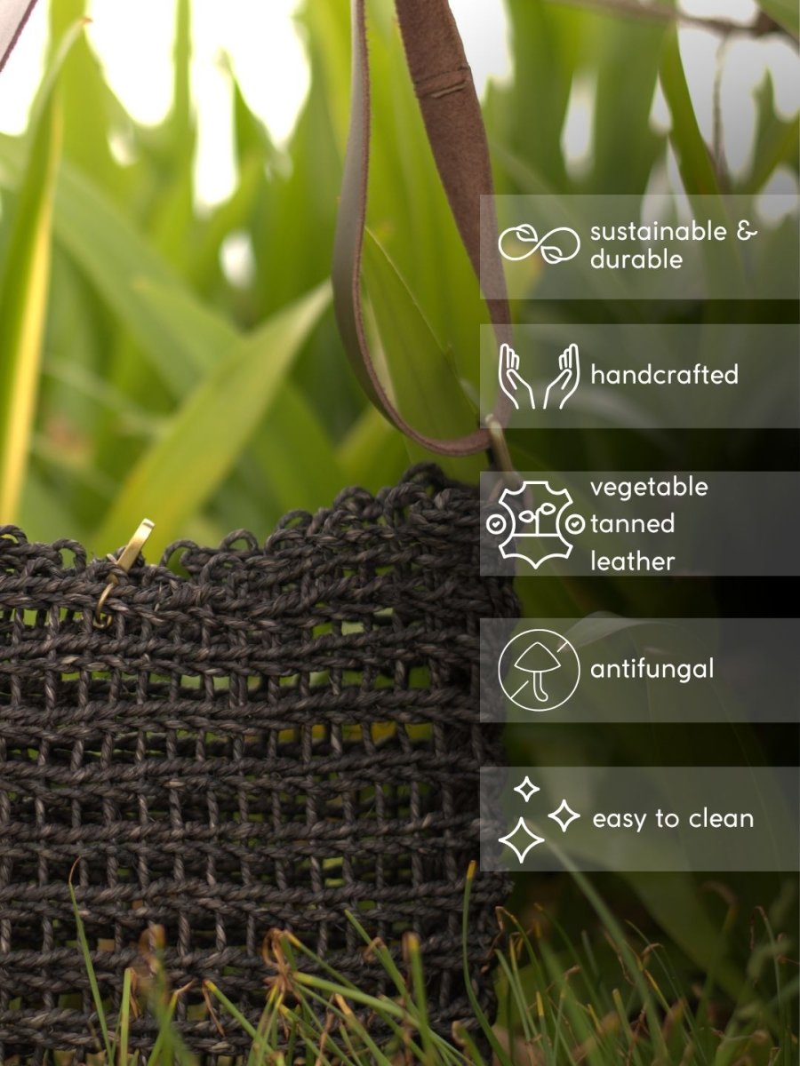 Handmade Sabai Flexi Carry bag - Black - Kadam Haat