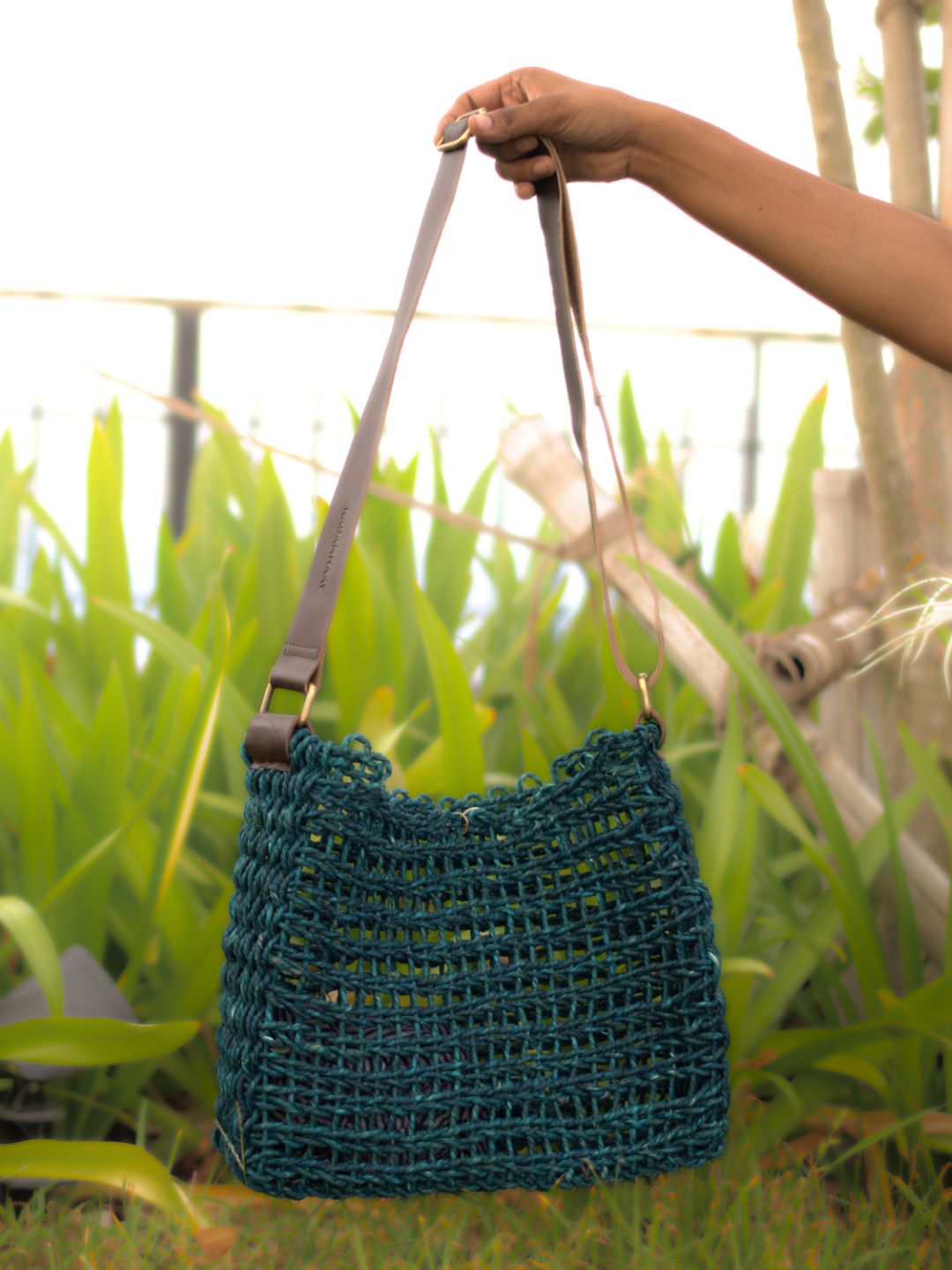 Handmade Sabai Flexi Carry bag - Indigo - Kadam Haat