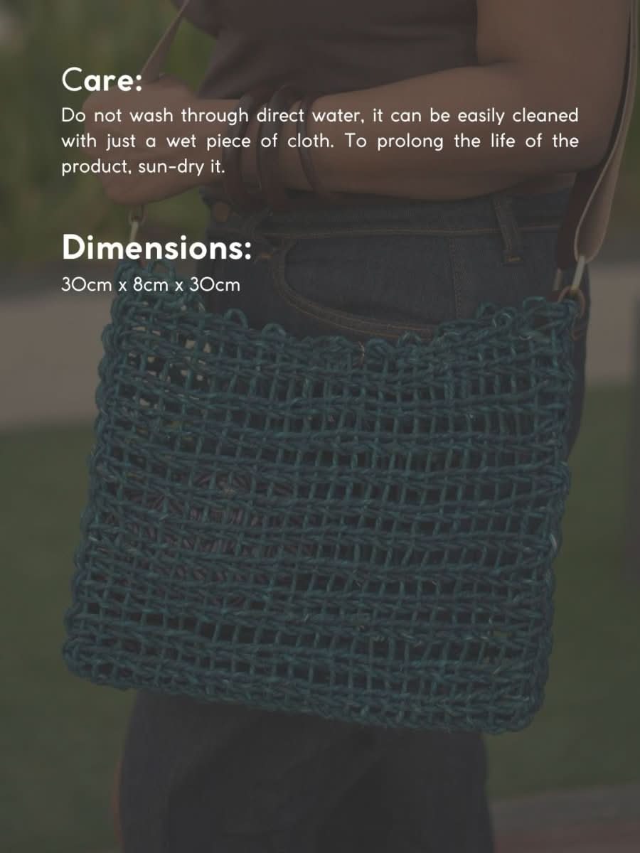 Handmade Sabai Flexi Carry bag - Indigo - Kadam Haat