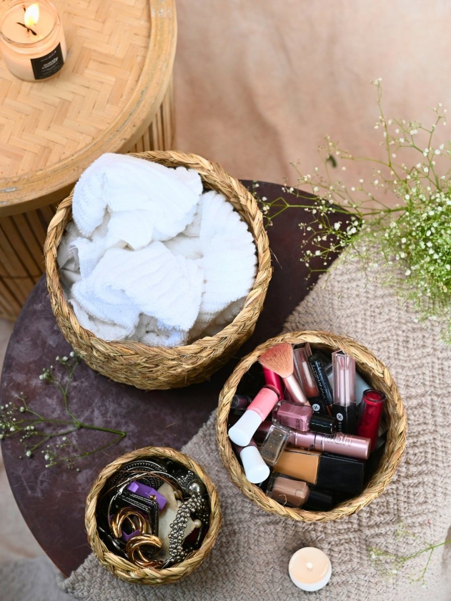 Handmade Sabai Gift Box - Brown | Set of 3 - Kadam Haat