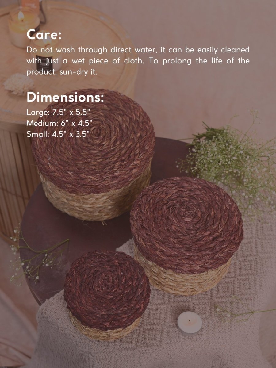 Handmade Sabai Gift Box - Brown | Set of 3 - Kadam Haat