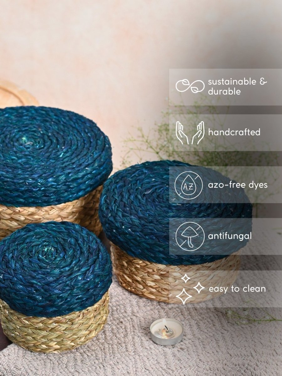 Handmade Sabai Gift Box - Indigo | Set of 3 - Kadam Haat