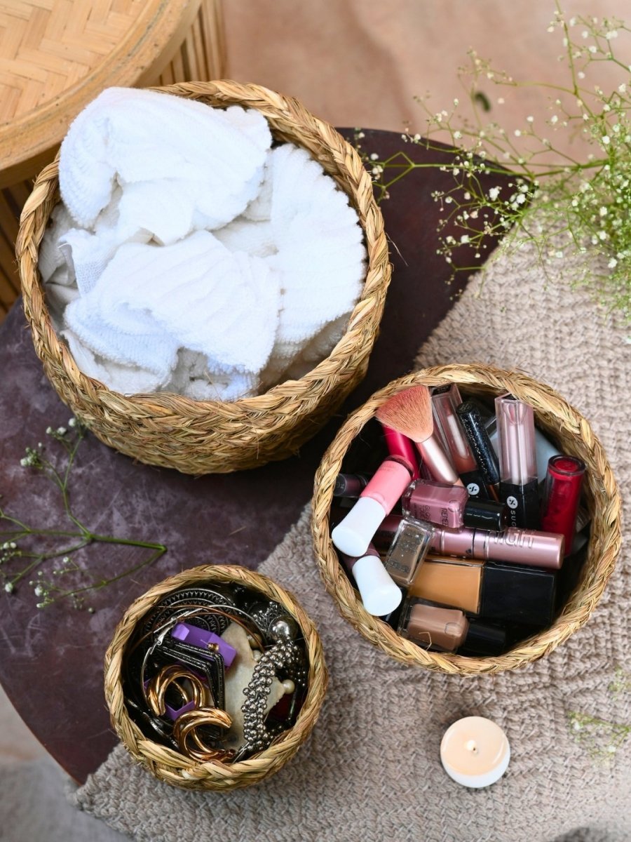 Handmade Sabai Gift Box - Red | Set of 3 - Kadam Haat