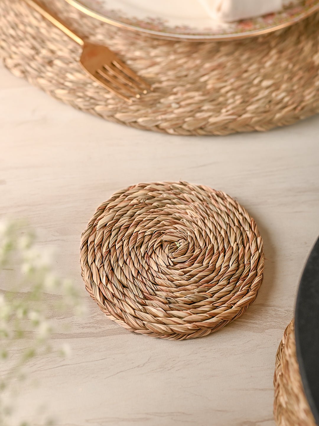Handmade Sabai Grass Coasters - Set of 4 - Kadam Haat
