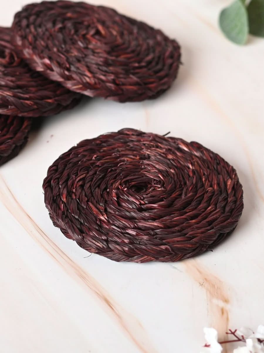 Handmade Sabai Grass Coasters - Set of 4 - Kadam Haat