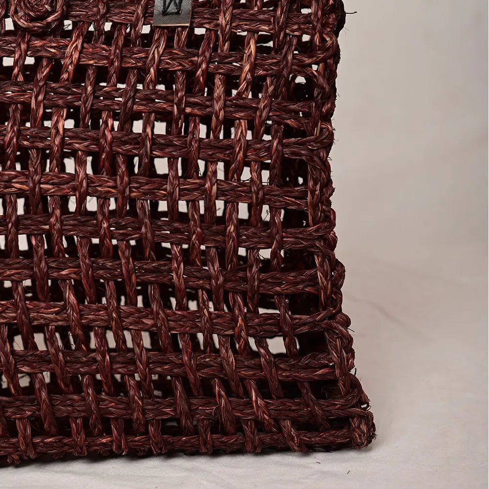 Handmade Sabai Grass Large Mesh Bag - Brown - Kadam Haat