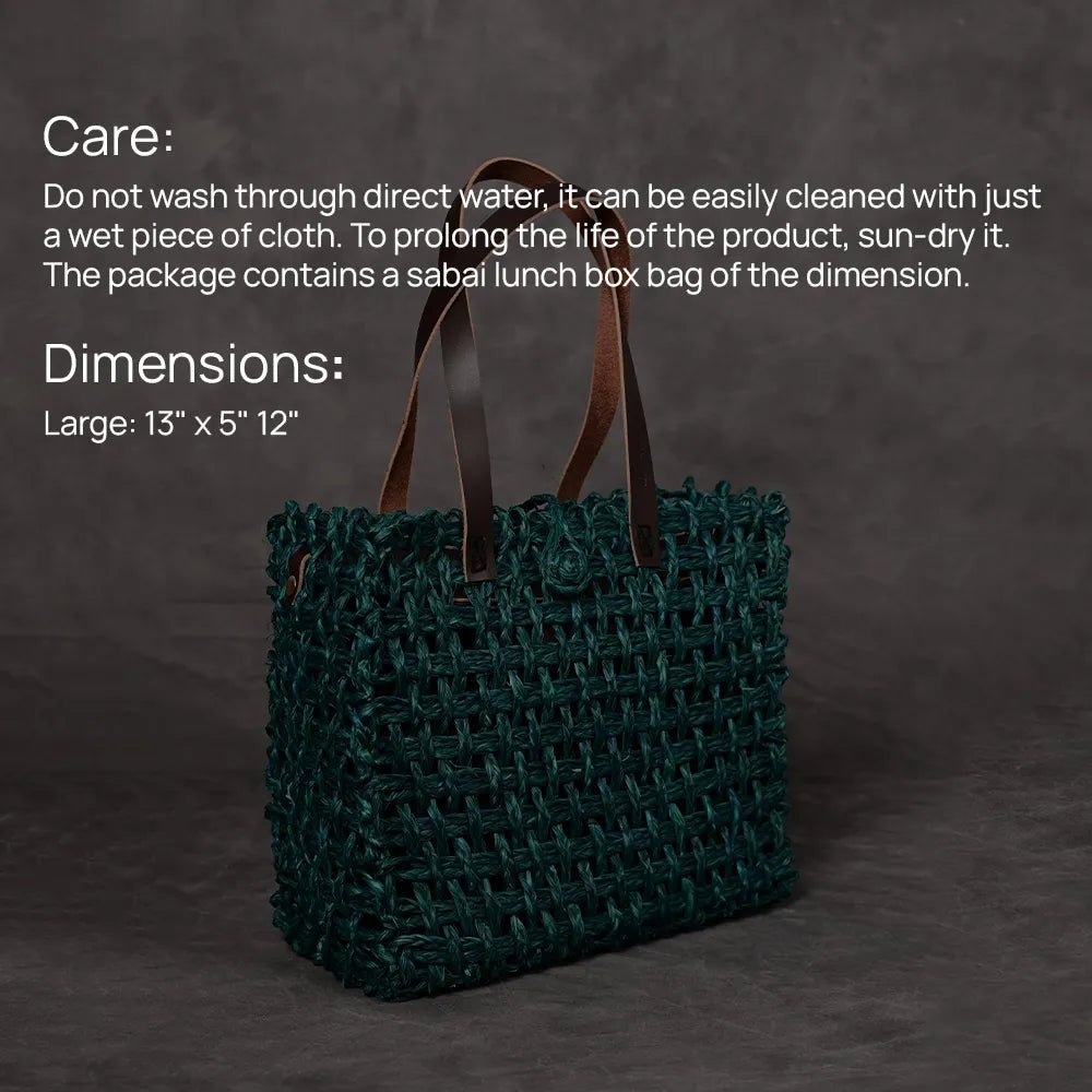 Handmade Sabai Grass Large Mesh Bag - Indigo - Kadam Haat