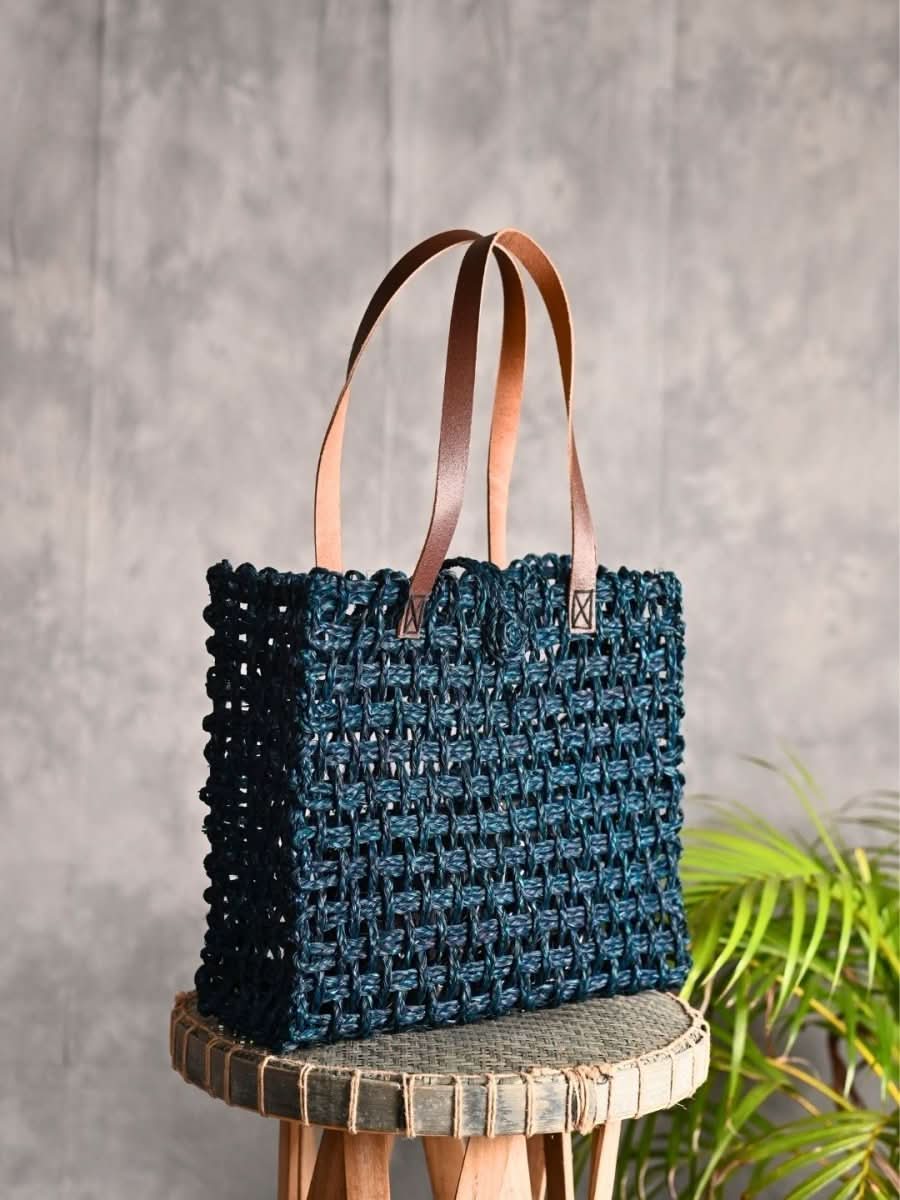 Handmade Sabai Grass Large Mesh Tote Bag - Neer - Kadam Haat