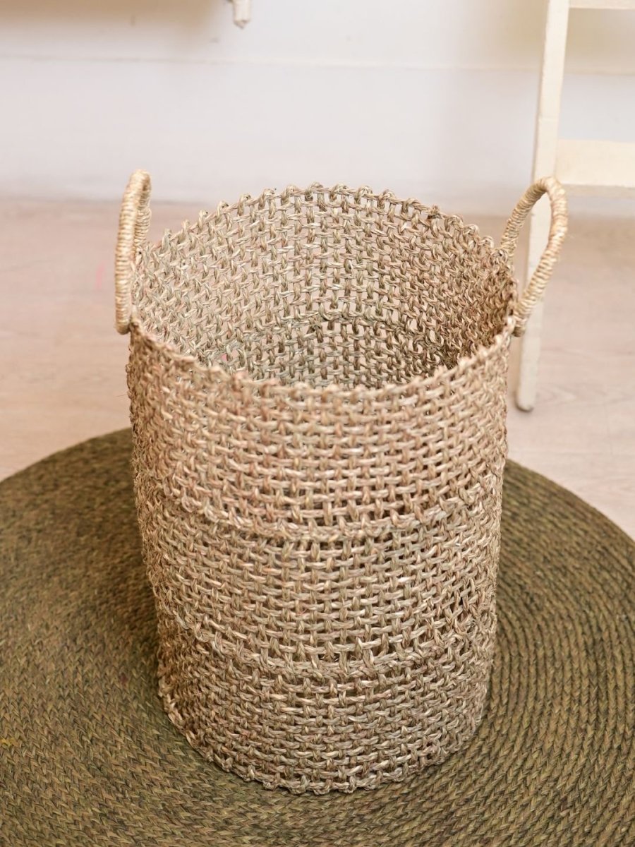 Handmade Sabai Grass Laundry Basket - Natural - Kadam Haat