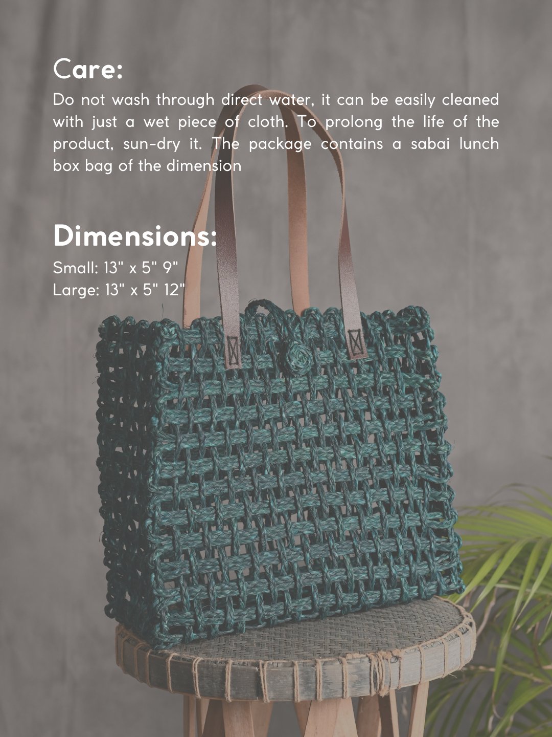 Handmade Sabai Grass Mesh Bag - Indigo - Kadam Haat