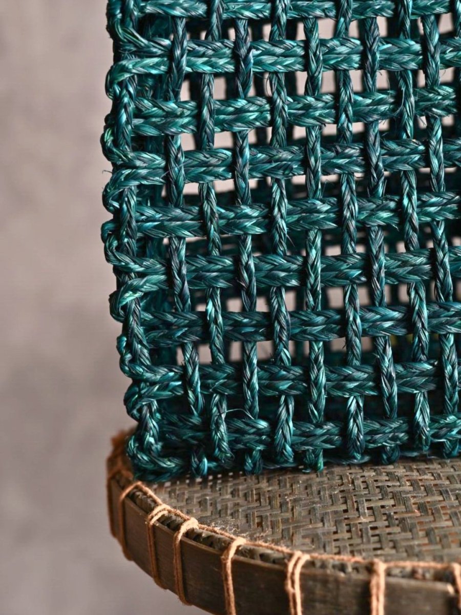 Handmade Sabai Grass Mesh Bag - Indigo - Kadam Haat