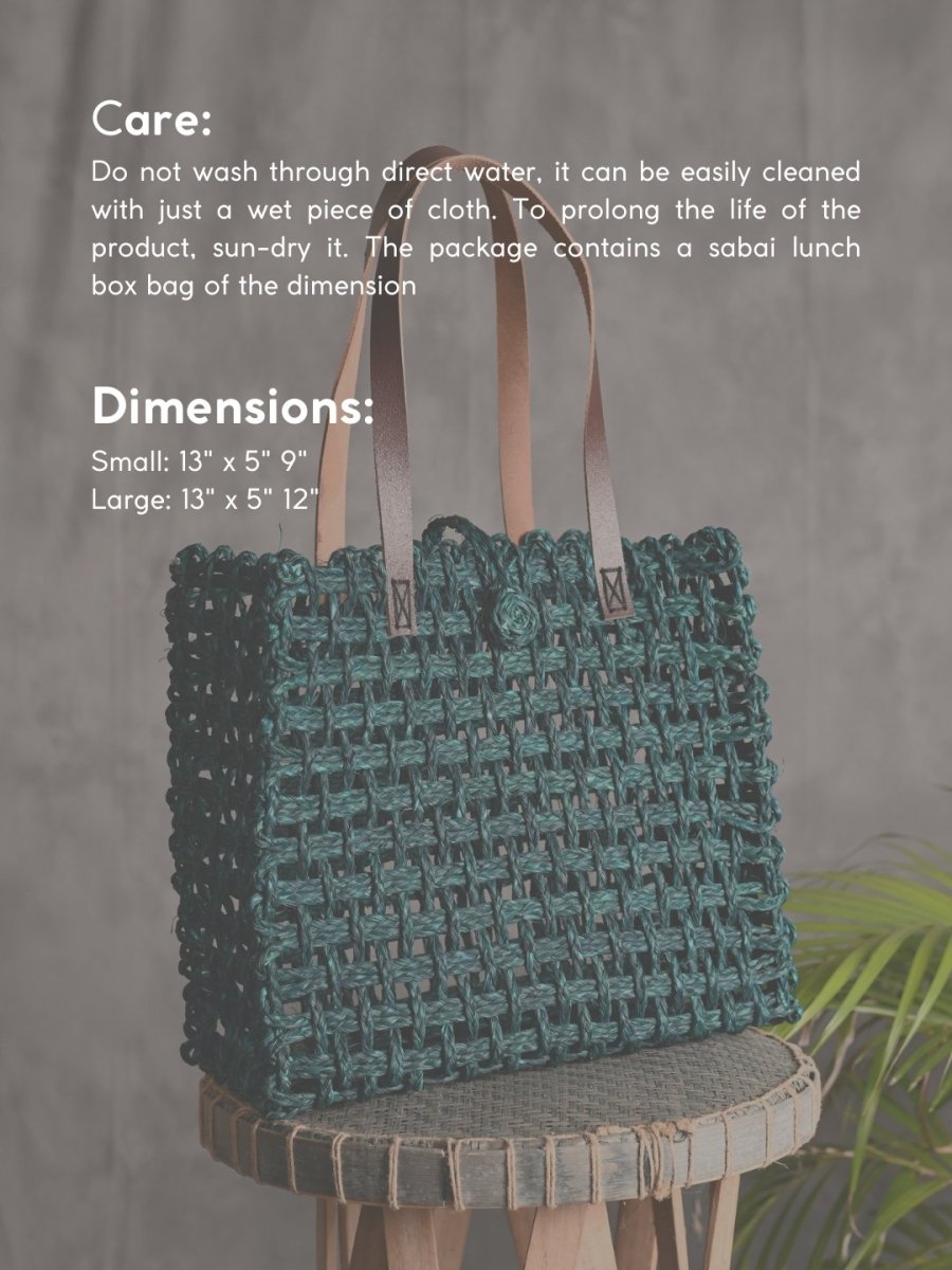 Handmade Sabai Grass Mesh Bag Large And Small Combo set of 2 - Kadam Haat