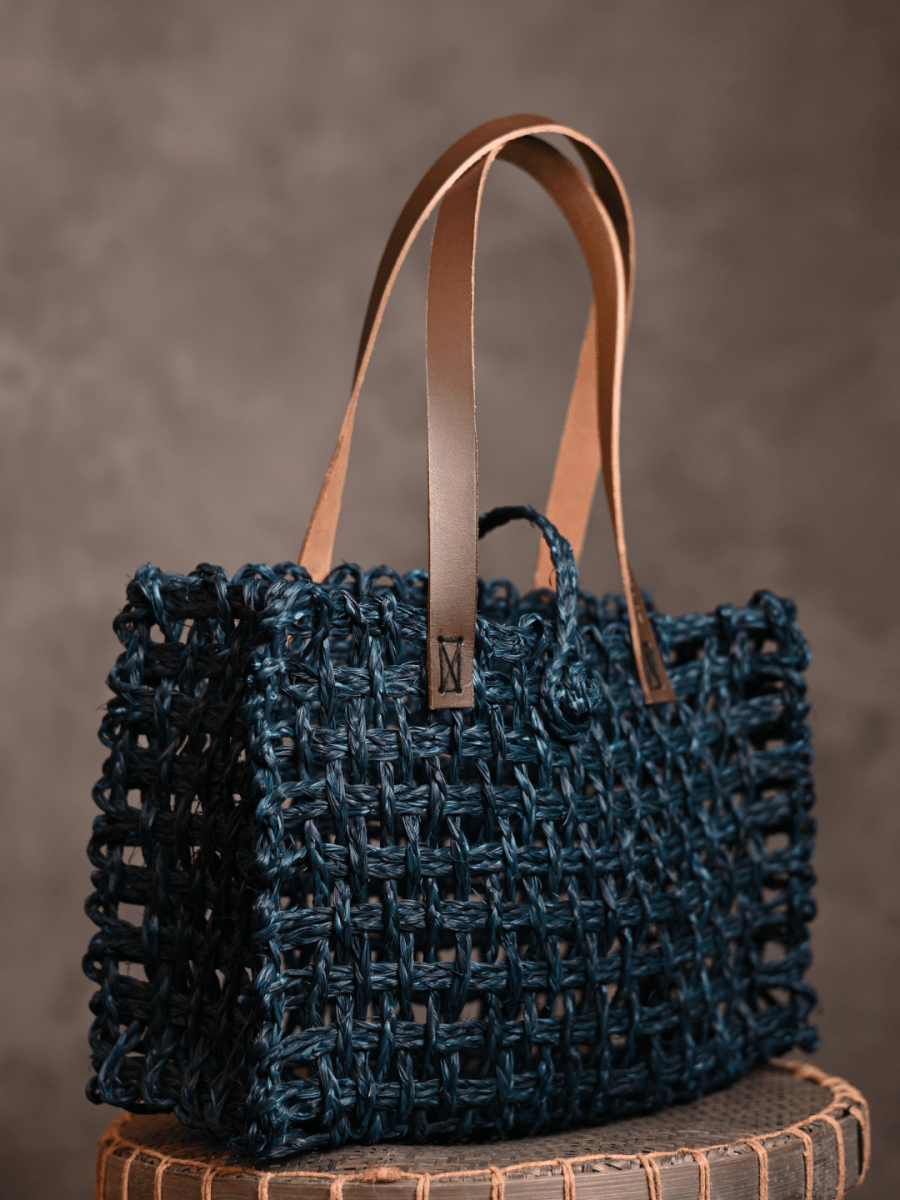 Handmade Sabai Grass Mesh Bag - Neer - Kadam Haat
