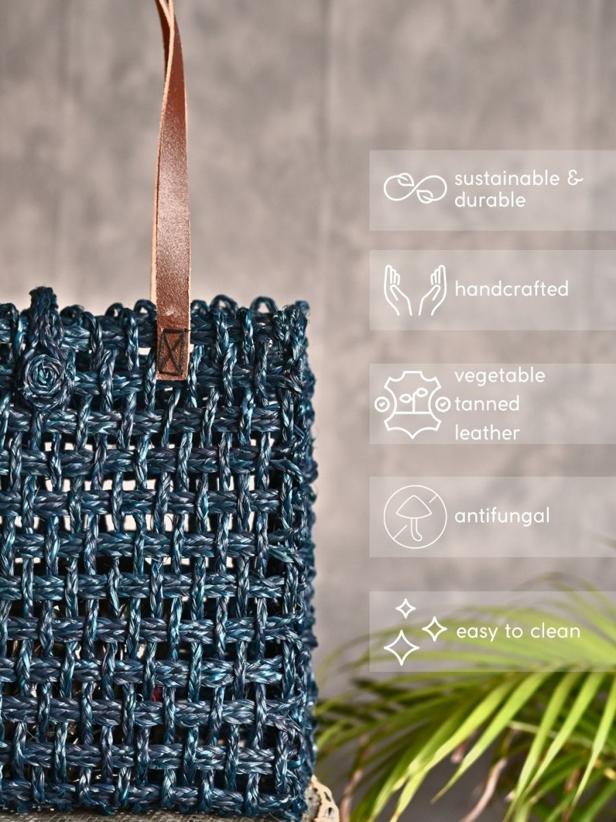 Handmade Sabai Grass Mesh Bag - Neer - Kadam Haat