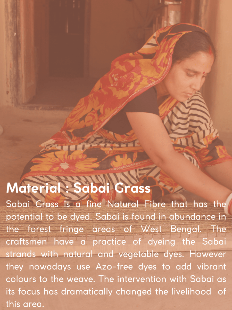 Handmade Sabai Grass Mesh Bag - Orange - Kadam Haat