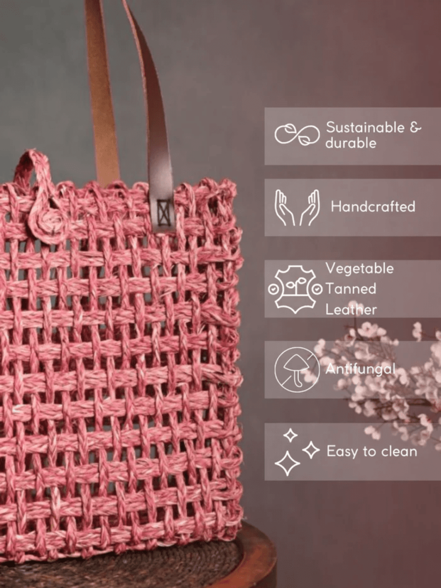 Handmade Sabai Grass Mesh Bag + Sitalpatti wallet - Kadam Haat