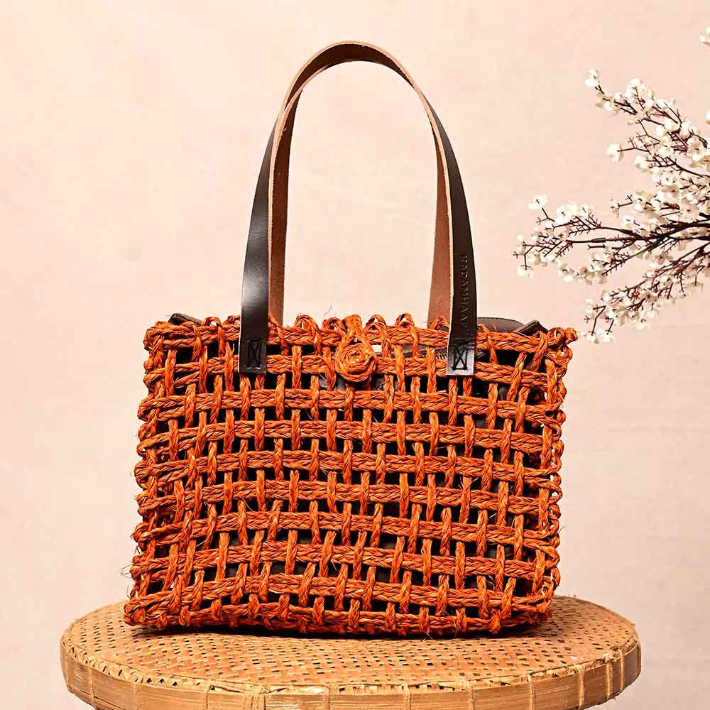 Handmade Sabai Grass Mesh Bag - Small - Kadam Haat