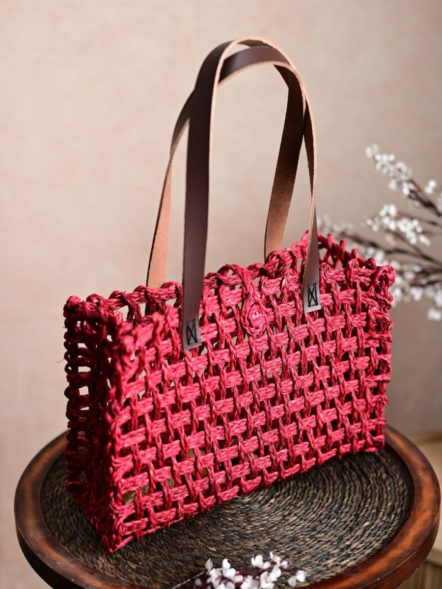 Handmade Sabai Grass Mesh Bag - Surkhi - Kadam Haat