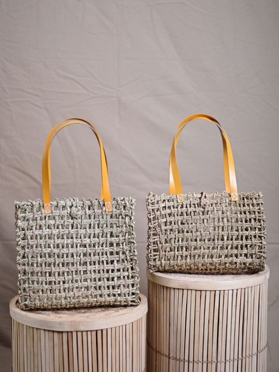 Handmade Sabai Grass Mesh Bag - Turmeric - Kadam Haat