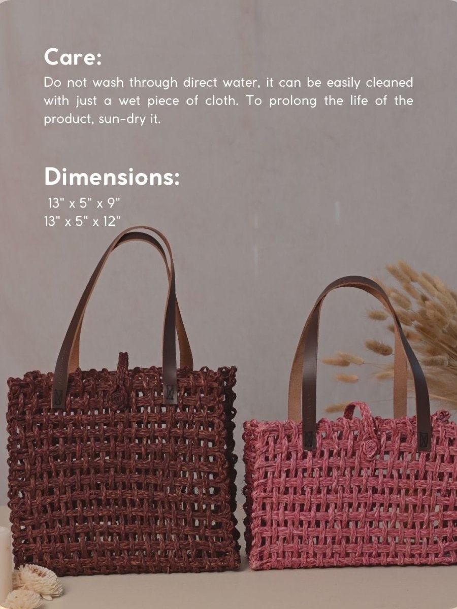 Handmade Sabai Grass Mesh Large & Small Mesh Bag - Combo of 2 - Kadam Haat