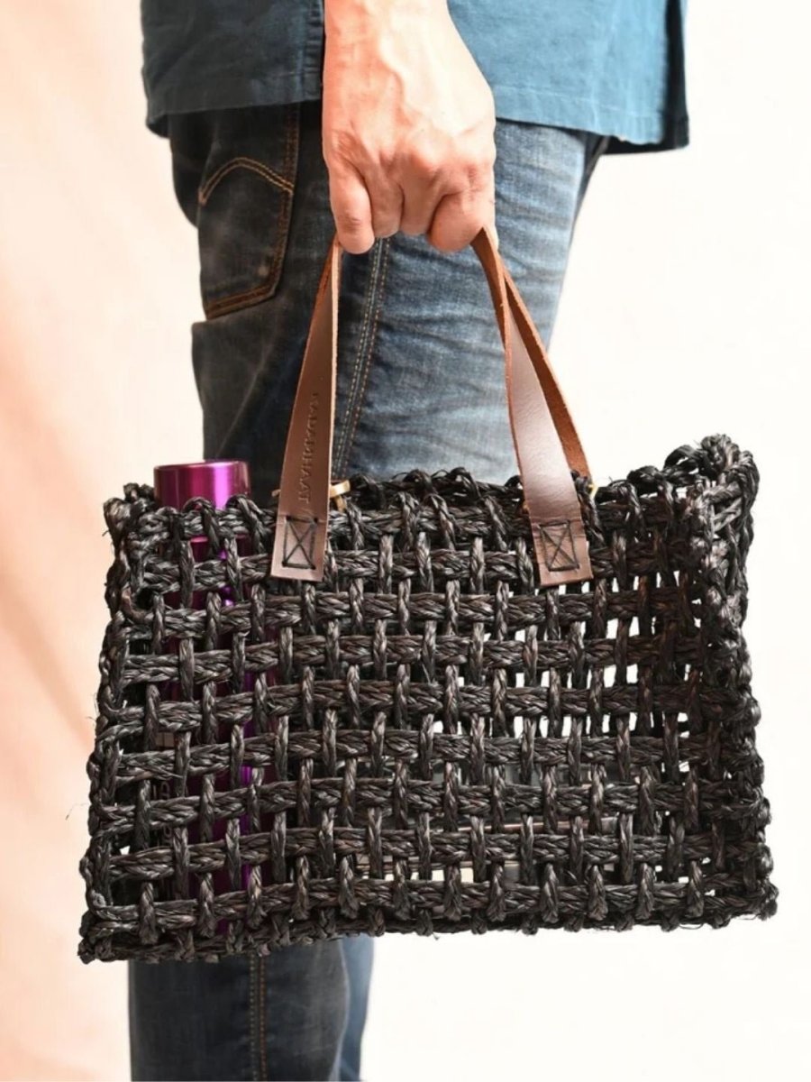 Handmade Sabai Grass Mesh Large & Small Mesh Bag - Combo of 2 - Kadam Haat