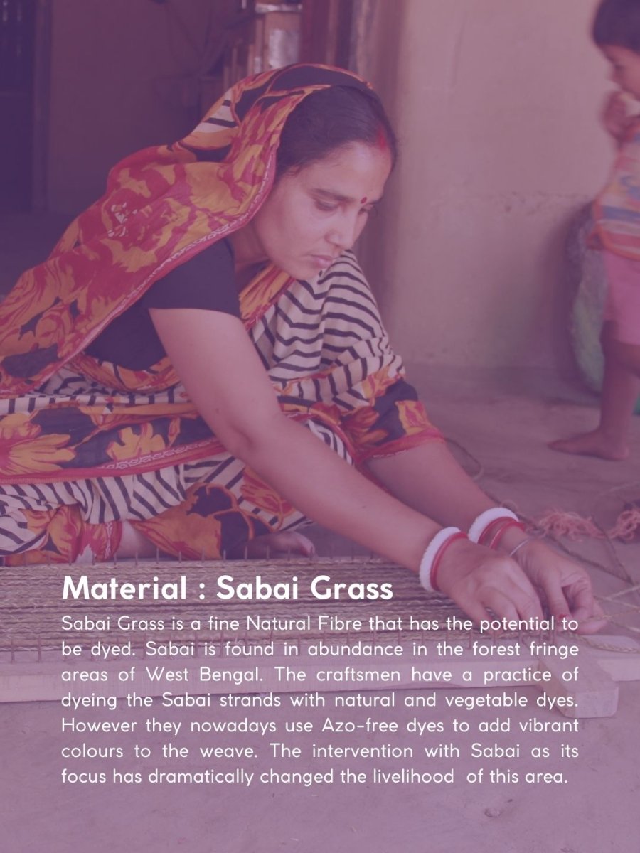 Handmade Sabai Grass Mini Shopping Bag - Lavender - Kadam Haat