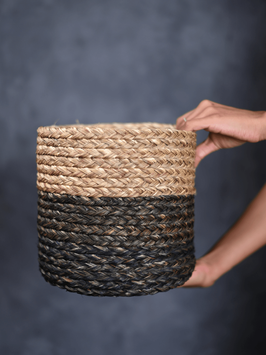 Handmade Sabai Grass Organizer - Black - Kadam Haat