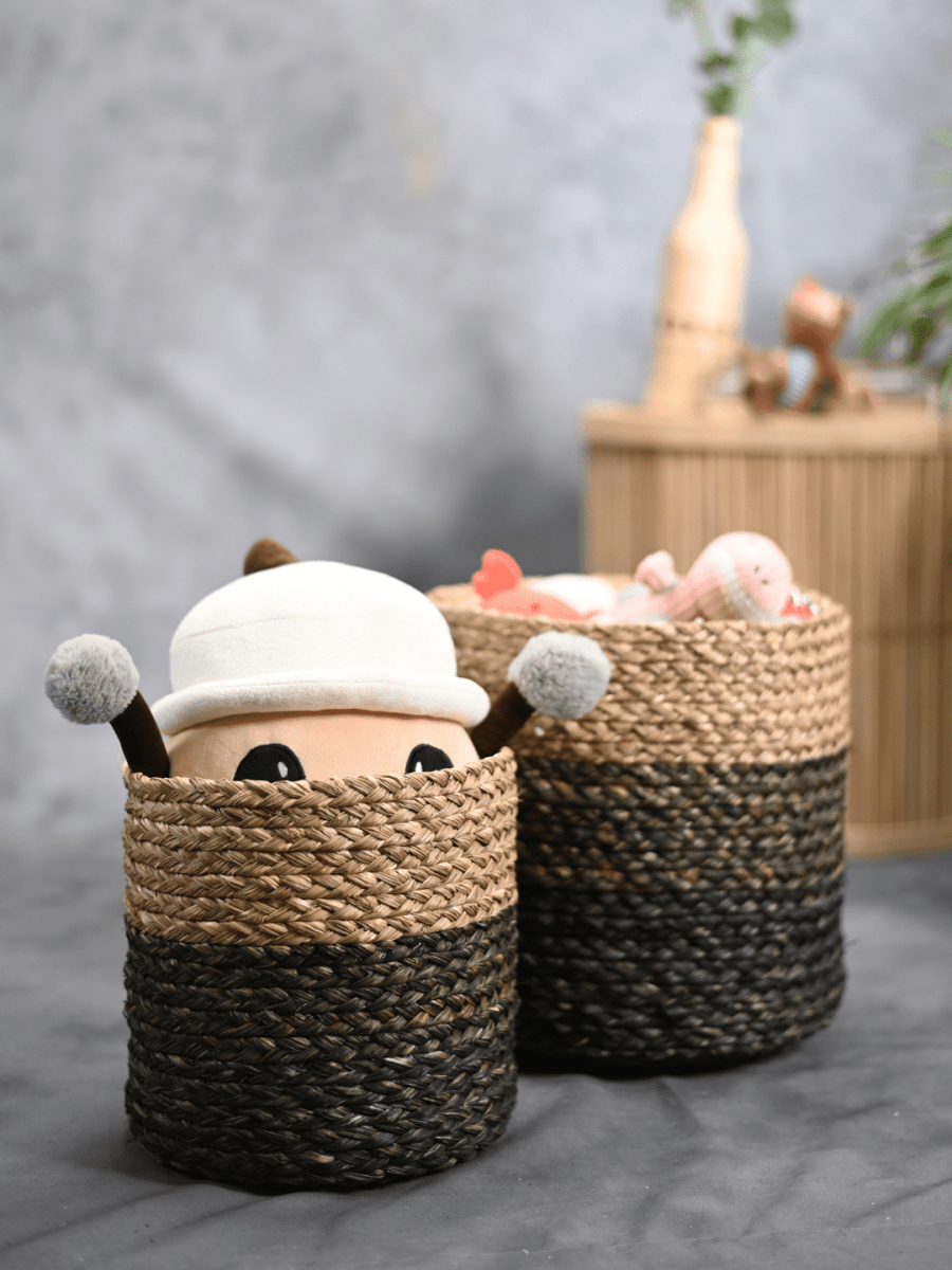 Handmade Sabai Grass Organizer - Black - Kadam Haat
