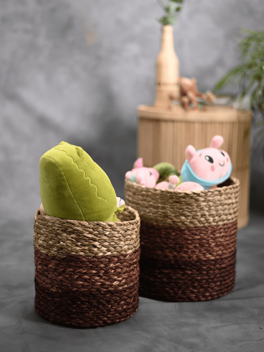 Handmade Sabai Grass Organizer - Brown - Kadam Haat
