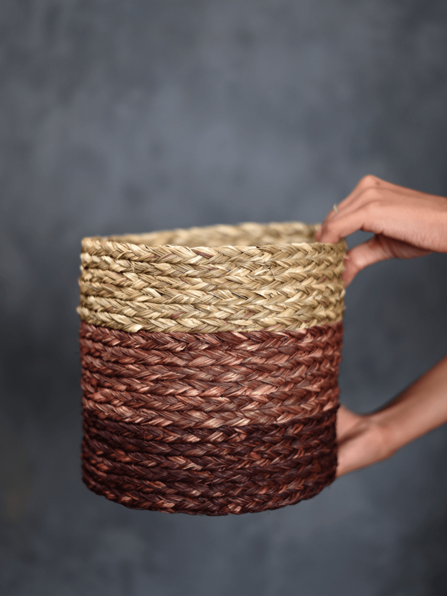 Handmade Sabai Grass Organizer - Brown - Kadam Haat