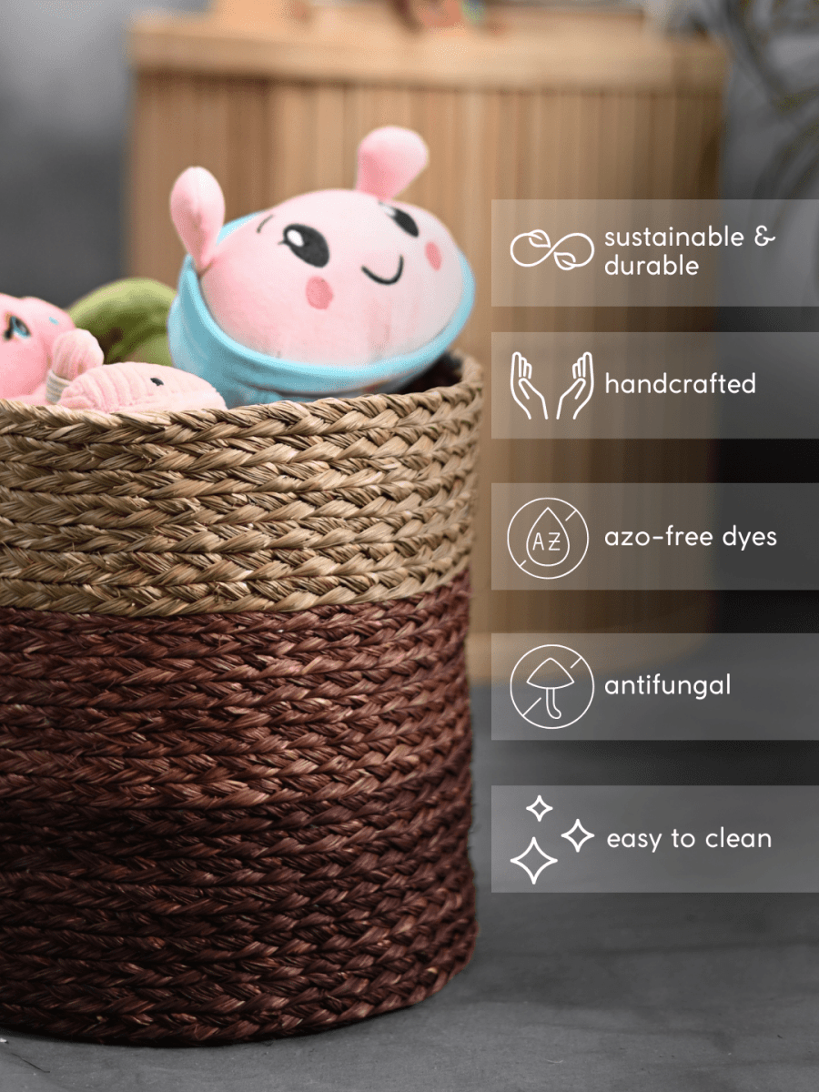 Handmade Sabai Grass Organizer - Brown - Kadam Haat