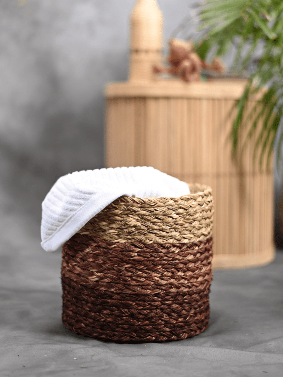 Handmade Sabai Grass Organizer - Brown - Kadam Haat