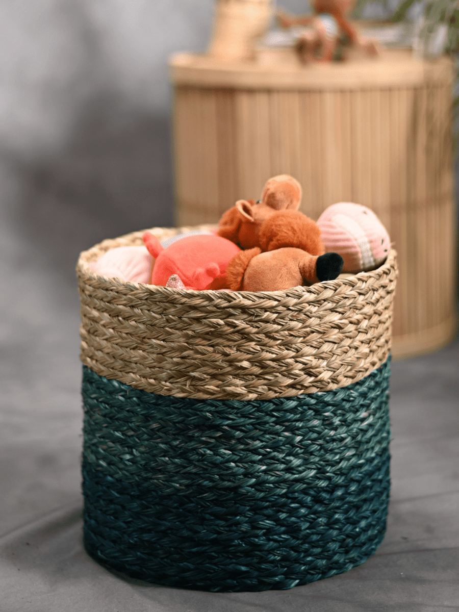 Handmade Sabai Grass Organizer - Indigo - Kadam Haat