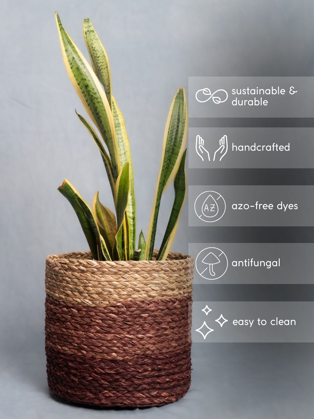 Handmade Sabai Grass Planter - Brown - Kadam Haat