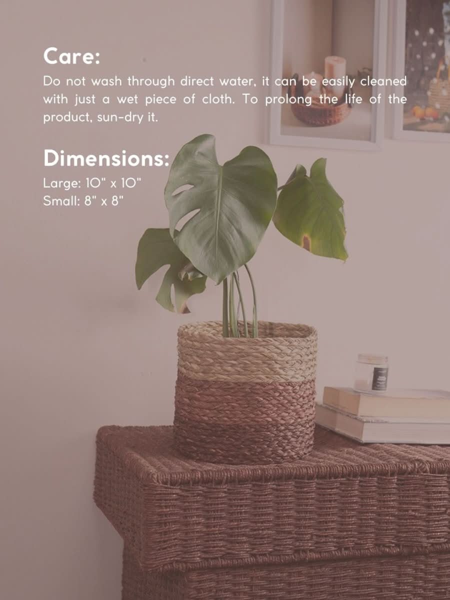 Handmade Sabai Grass Planter - Brown - Kadam Haat