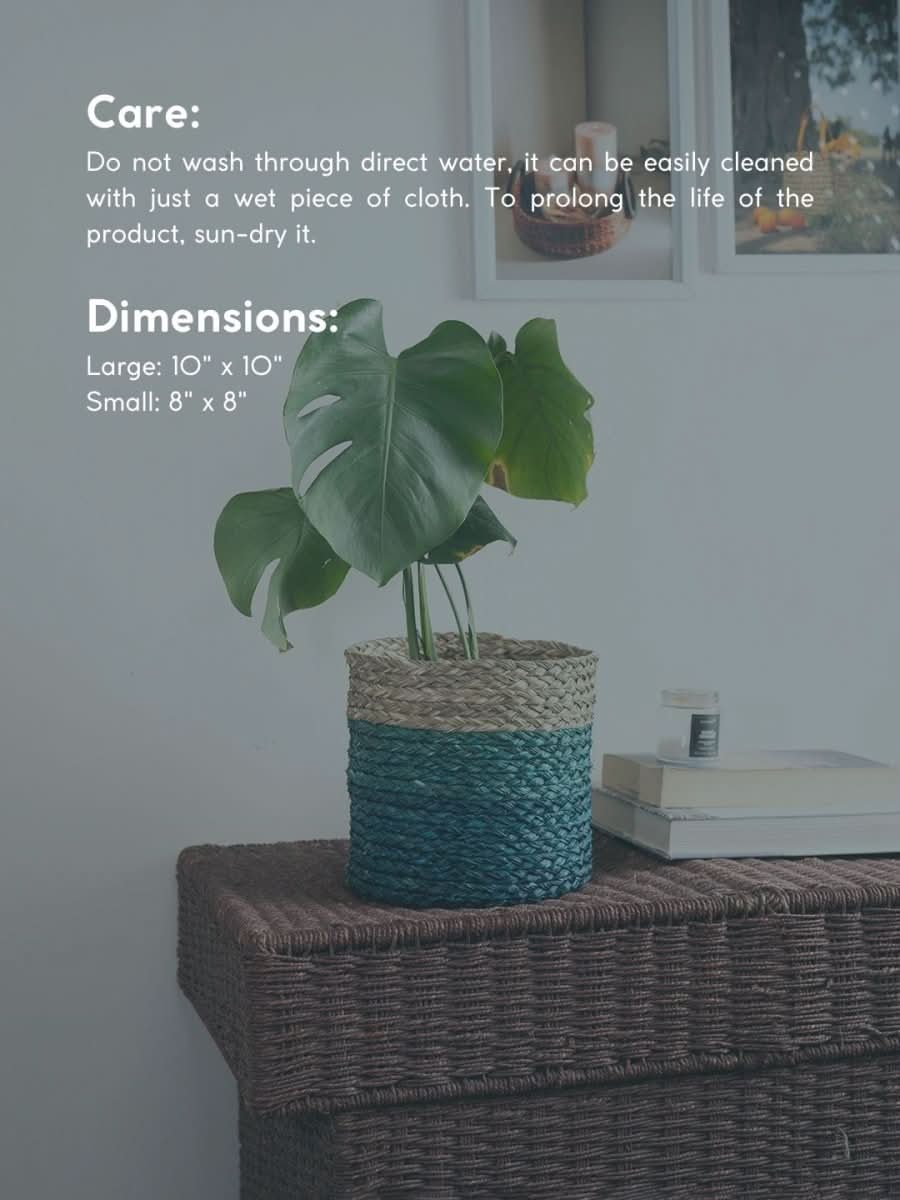 Handmade Sabai Grass Planter - Indigo - Kadam Haat