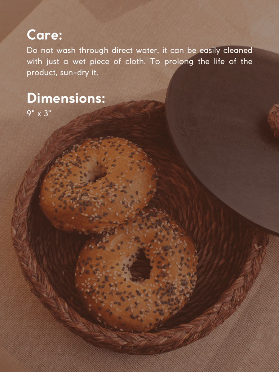 Handmade Sabai Grass Roti Box - Brown - Kadam Haat